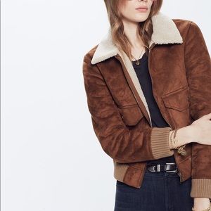 Mother denim patch pocket aviator jacket